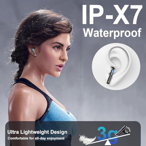 Revolutionary Wireless Earbuds with Bluetooth 5.3: IP7 Waterproof Noise Cancelling Technology, 42-Hour Playtime, and Superior Stereo Bass for Enhanced Audio Experience – Perfect for Active Lifestyles and Effortless Connectivity with Android & i OS Devices