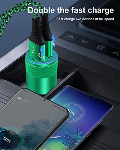 Rapid Charge Dual USB Car Charger Set – 2-Pack, 3.4 A High-Speed Adapter for i Phone 15/14/13/12/11 Pro Max & Samsung Galaxy S23/S22/S21 – Compact Design with Enhanced Safety and Compatibility for Effortless On-the-Go Power Solutions