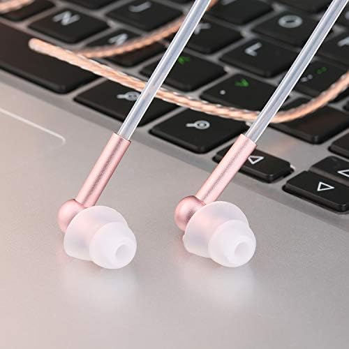 Docooler EMF-Free Air Tube Earbud Headphones – Stylish Rose Gold In-Ear Stereo Earphones with Microphone, Volume Control & Broad Smart Device Compatibility for Enhanced Sound Quality and Health Safety