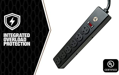 Heavy-Duty Magnetic Power Strip with 5 Outlets and 2.4 A USB – 8-Foot Cord for Ultimate Flexibility and Fast Charging, Ideal for Home and Jobsite Use
