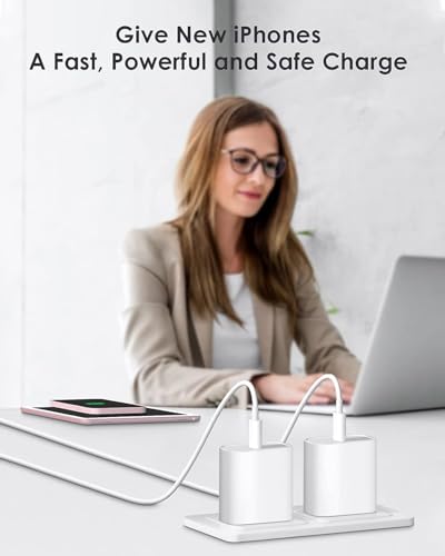 Premium 20 W PD USB-C Fast Charging Adapter Bundle for i Phone 16/15 & i Pad – Dual Pack with 3 FT Versatile Cables for Swift Power Delivery – Compact Wall Charger Ideal for Home, Office, and Travel – Reliable Charging Solution for Apple Devices