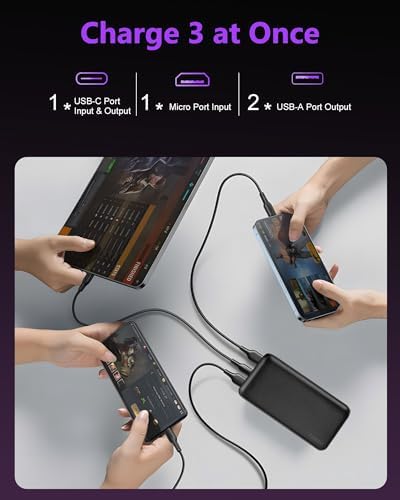 Miady Dual 20000 m Ah Portable Charger 2-Pack – PD 22.5 W Fast Charging Power Bank with USB-C Ports for i Phone 16/15/14/13/12/X, Galaxy 24/22, i Pad & Android – Ultimate Travel Companion for Rapid Device Recharging and Enhanced Versatility