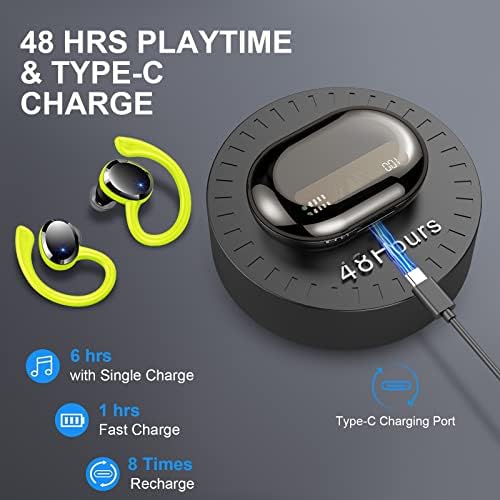 Ultimate Wireless Sport Earbuds with 75-Hour Playtime, Bluetooth 5.4 Connectivity, and IP7 Waterproof Rating – Noise-Canceling Earphones with Deep Bass for Gym, Running, and Outdoor Activities – Enhanced Comfort and Stability for Active Lifestyles