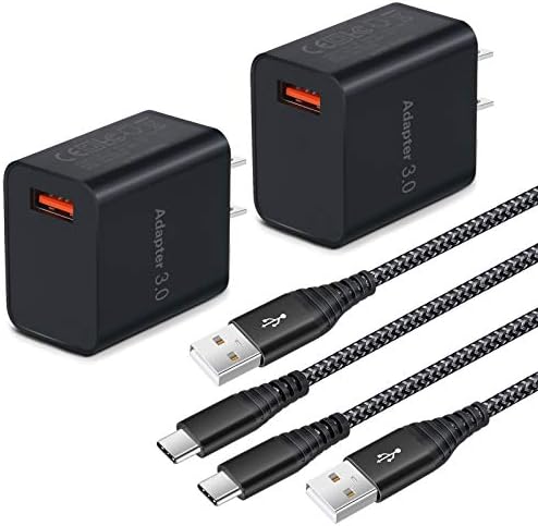 Ultra-Fast USB Charging Block 3.0 with 6 ft Braided Type C Cable – Dual Pack for Android & i Phone – Premium Compatibility for Samsung Galaxy S24/S23/S22 and i Phone 16/15 – Durable, Efficient Power Delivery for Home & Travel