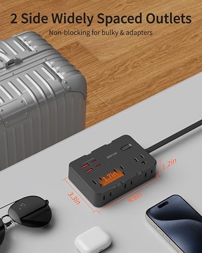 Versatile Surge Protector Power Strip with 6 AC Outlets and 4 Fast-Charging USB Ports – 1050 Joules Surge Protection, 5 FT Wall-Mountable Extension Cord for Home and Office Use – Streamlined Charging Station for All Your Devices