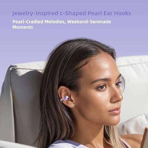 M97 Featherlight Open Ear Bluetooth 5.3 Clip-On Earbuds – Superior Waterproof Headphones with 50-Hour Battery, Immersive Deep Bass, and Quick Charge – Perfect for Running, Gym, and Active Lifestyles in Trendy Purple