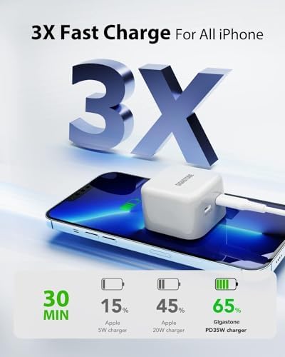 Gigastone Dual-Port 25 W USB-C Wall Charger 2-Pack – Fast Charging Power Adapter for i Phone 16/15/14/13/12 Series | PD 3.0 Technology | Compact Travel Charger for Enhanced Compatibility and Safety Features | Rapid Charging Solution for On-the-Go Users