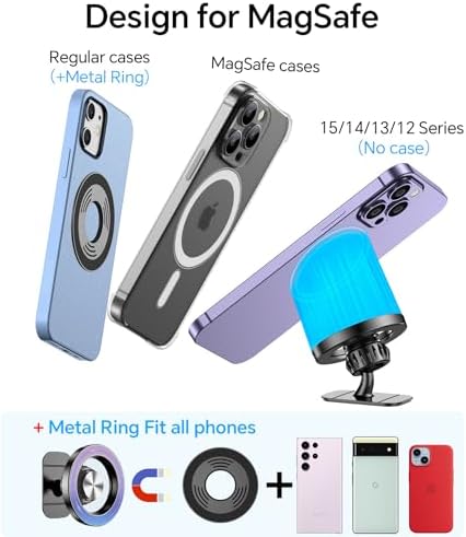 Mag Safe-Compatible 360° Automotive Dash-Mounted Phone Holder – 20 Powerful Magnets for Enhanced Stability – Hands-Free Air Vent Mount for i Phone – Streamlined Design for Effortless Navigation and Calls – Durable Car Accessory for Everyday Use – Clutter-Free Installation