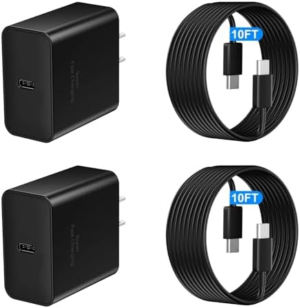 45 W Super Fast USB-C Charger for Samsung Galaxy | Dual Port Fast Charging Block with 10 FT Cable | Ultimate Compatibility for Galaxy S25/S24/S23/S22 Series | Efficient, Reliable, and Travel-Friendly Charging Solution
