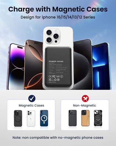 Mag Safe 12000 m Ah Magnetic Portable Charger – Fast PD 22.5 W Power Bank for i Phone 16/15/14/13/12 – Sleek Wireless Battery Pack with Universal USB-C Compatibility for Effortless On-the-Go Charging and Enhanced Device Protection
