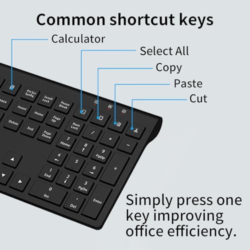 Ultra-Slim 2.4 G Wireless Keyboard with Numeric Keypad – Silent Ergonomic Design for Effortless Typing on PC & Mac, Plug-and-Play USB Receiver, Scissor Switch Technology for Enhanced Comfort and Speed