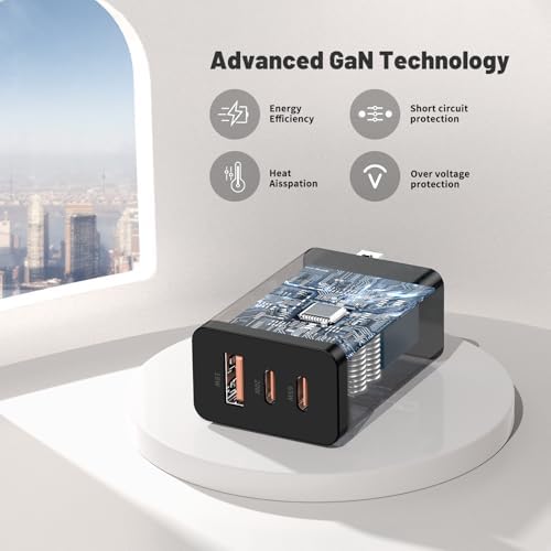 100 W Ga N USB-C Wall Charger – 3-Port Fast Charging Station for Mac Book, i Phone 16/15, Galaxy S24 & More – Compact Design with Enhanced Compatibility and Safety Features for Home, Office, and Travel Use