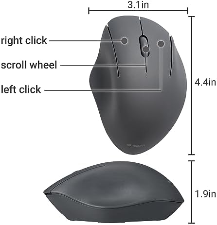 Elevate Your Productivity with the ELECOM Wireless Ergonomic Mouse – Silent Click, 2000 DPI Precision, 20-Month Battery Life, and Stylish White Design for PCs, Macs, and Laptops – Perfect for Home or Office Use