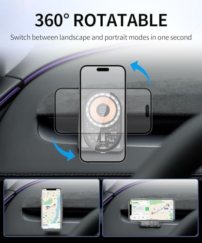 Transform Your Driving Experience with the Premium Wireless Charging Phone Holder for Tesla Model Y (2025) & Model 3 (2024-2025) – 360° Rotatable Design for Optimal Functionality & Aesthetic Appeal, Fast Wireless Power for Effortless Navigation