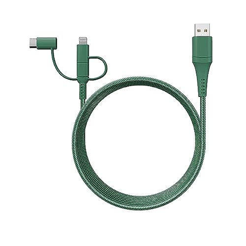 Versatile 3-in-1 Universal Charging Cable – 6 ft Nylon Braided Charger for i Phone, Android & More | Lightning, Type C & Micro USB Compatibility | Fast Charging Solution in Vibrant Tangerine for Ultimate Convenience and Style