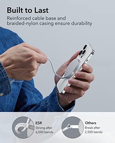 ESR Mag Safe 15 W Wireless Charger – Dual USB-C Charging Pad for i Phone 16 Pro Max, 16 Pro, 16, 16 Plus, 15, 14, 13, 12, and Galaxy S25 – Sleek Desert Titanium Finish – Effortless Magnetic Alignment for Air Pods Pro/3/4 – High-Speed Charging & Enhanced Device Compatibility