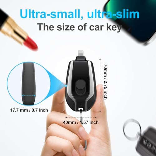 Compact Keychain Portable Charger – 2200 m Ah Emergency Power Bank for i Phone 14/13/12/11/XS/XR/8/7/6 Series – Ultra-Lightweight Fast Charging Battery Pack with Pass-Through Function and Multi-Protection Features – Ideal for On-the-Go Power Backup – White