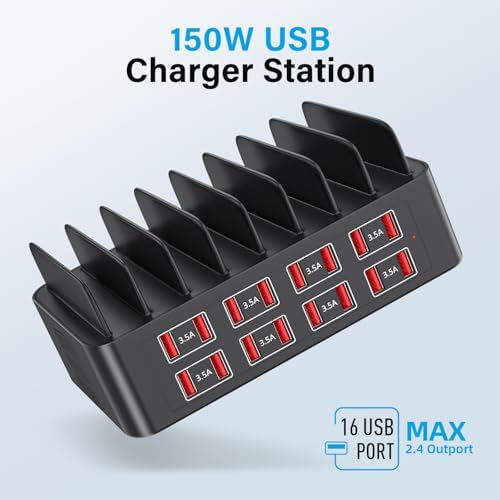 Experience Unmatched Charging Efficiency with the Vantacent 150 W Multi-Device USB Charging Station – 16 Fast Charging Ports for Seamless Power Delivery to Apple, Samsung, Android & Fire Tablets – Compact Design for Home, Office & Travel – Intelligent Power Management & Safety Features Included