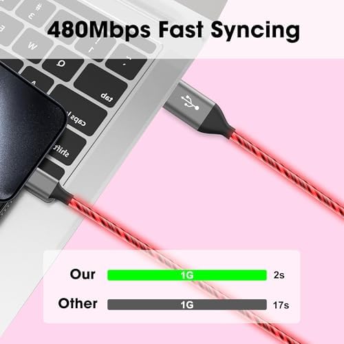 Illuminate Your Charging Routine with the 3.3 ft Light-Up i Phone Charger Cable – MFi Certified LED Charging Cord for i Phone 14/13/12/11/XR/XS/X/8, i Pad, Air Pods, and More – Fast Charging with Vibrant Blue Glow for Enhanced Visibility and Performance