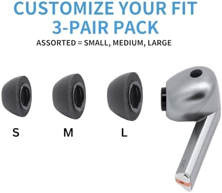 Enhance Your Audio Journey with Comply True Grip Memory Foam Earbud Tips for Samsung Galaxy Buds3 Pro | Ultimate Comfort, Secure Fit, and Superior Noise Isolation | Convenient Removal & Cleaning Tool Included | Available in Black (S/M/L) – Ideal for Audiophiles and Active Lifestyles