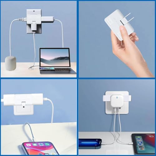 Ultra Slim 3-Way Plug Extender with 360° Rotatable Socket – Compact Travel AC Adapter Splitter for Home and On-the-Go Charging in Stylish Blue and Pink – Lightning-Fast Power Delivery with Superior Compatibility for All Devices