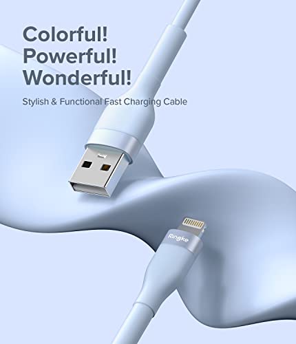 Elevate Your Charging Experience with the Ringke 6.6 FT USB to Lightning Pastel Charger Cable – Purple | Fast Charging & Enhanced Durability for i Phone, i Pad, Air Pods | Tangle-Free Design for Effortless Connectivity in Style