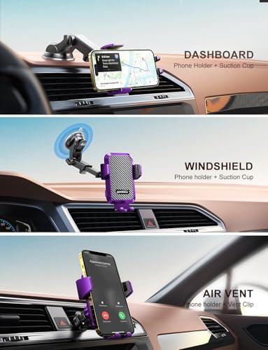 Effortless Power on the Road: JOYMASS 15 W Wireless Car Charger & Auto-Clamping Phone Holder in Chic Purple – Universal Compatibility with i Phone 12-16 & Samsung Galaxy S24, S23, S22+ – Fast Charging Made Stylish and Secure for Every Commute