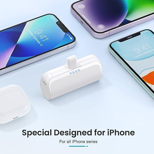 Ultra-Compact 5200 m Ah Power Bank for i Phone – PD Fast Charging Mini Portable Charger with Enhanced Compatibility for i Phone Models 14/13/12/11/XS/XR/X/8/7/6/6 s – Essential On-the-Go Battery Backup for Busy Lifestyles