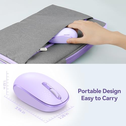 TECKNET 2.4 GHz Wireless Mouse – Ultra-Quiet & Portable Computer Companion with Adjustable DPI, USB Receiver, and Ergonomic Design for Seamless Use Across Chromebook, Laptop, PC & Mac – Enhance Productivity Effortlessly