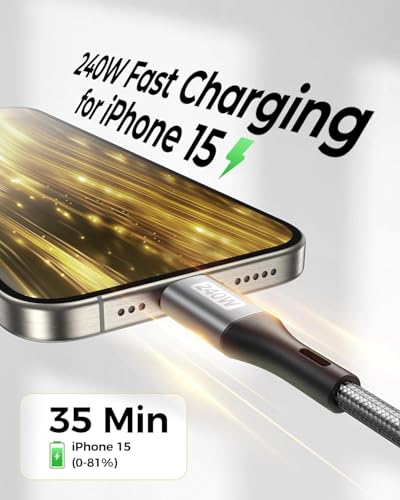Silkland 240 W USB C to USB C Fast Charging Cable (1.5 FT, 2 Pack) – Ultimate 100 W PD 3.1 Power Delivery for i Phone 16 Series, Mac Book Pro/Air, i Pad Pro/Air/Mini, Samsung, and Pixel Devices – Superior Compatibility and Enhanced Speed for Tech Enthusiasts