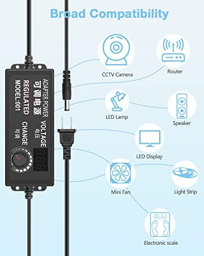 Universal 36 W AC/DC Power Adapter with 14 Interchangeable Tips – Adjustable 3-12 V Output for Optimal Device Compatibility – Efficient Power Supply Converter for Electronics, Routers, and More – Compact Design for Home and Travel Use