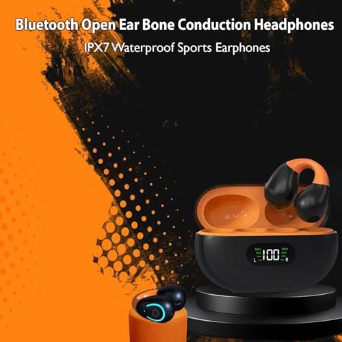 Open Ear Bone Conduction Bluetooth Headphones – Waterproof Sports Earphones with Secure Earhooks, Integrated Hands-Free Microphone, and Wireless Charging Case for Active Lifestyles and Enhanced Safety Awareness