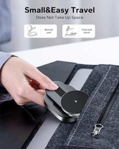 KPON Premium 3-in-1 Foldable Wireless Charging Station for Apple Devices – Mag Safe Compatible Charger Dock for i Phone 16/15/14/13/Pro/Pro Max/Plus/Mini, Apple Watch & Air Pods – Portable Multi-Device Charging Solution with Enhanced Magnetic Stability and Travel-Friendly Design