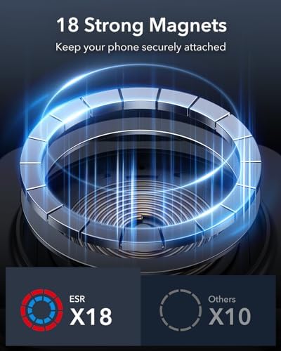 Revolutionize Your Drive with the ESR Qi2 15 W Mag Safe Car Mount Charger – Effortless Fast Wireless Charging for i Phone 12-16 & S25, Secure Magnetic Hold for Dashboard/Windshield, Stylish Black Design, Ultimate Convenience and Enhanced Compatibility