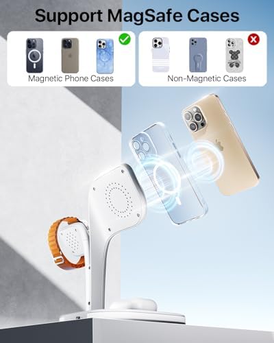 Revolutionary EXW Multi-Device Wireless Charging Hub: High-Performance Mag Safe Charger for i Phone 16/15/14/13/12, Apple Watch Series 1-9, and Air Pods – Sleek Black Finish with LED Charging Indicator & Complimentary Adapter for Effortless Device Management