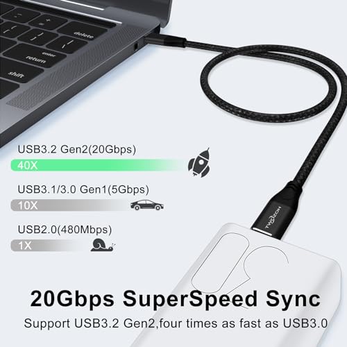 Twozoh 15 FT USB C to USB C 3.2 Gen 2 Cable 20 Gbps Data Transfer & 100 W Fast Charging – 4 K Video Output Dual-Pack for Ultimate Connectivity & Durability