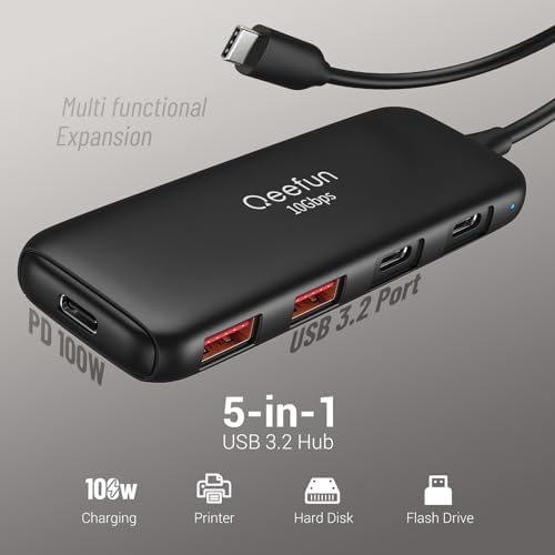 Revolutionize Your Connectivity with the Qeefun 4-Port USB 3.0 Hub – High-Speed 5 Gbps Data Transfer, Individual LED Power Switches, and 2 ft Extension Cable for Ultimate Flexibility – Perfect USB Splitter for Laptops, PCs, i Macs, and More! Enhance Your Workspace Efficiency and Control Multiple Devices Effortlessly!