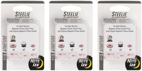 Nite Ize Steelie Universal Adhesive Replacement Kit – Premium 3-Pack for Effortless Magnetic Phone Mounting – Secure Adhesives for Cars, Homes, and Offices – Enhanced Dash Compatibility for Phones and Devices – Quick Installation for On-the-Go Convenience – Reliable Adhesive Solutions for Seamless Connectivity