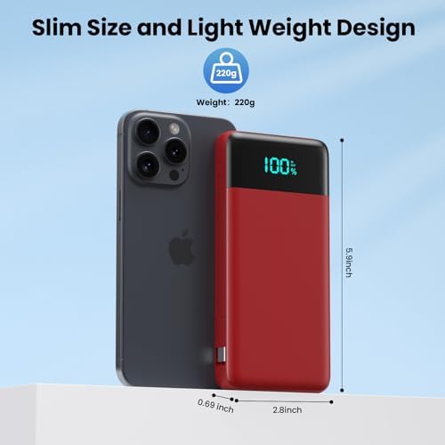 Ultimate 13800 m Ah Portable Power Bank with Built-In Cables & Wall Plug – Fast Charging Solution for i Phone 16/15/14, Galaxy & Android Devices – Travel-Ready Battery Pack with 4 Outputs for Multi-Device Charging – Compact, Lightweight & Durable Design for On-the-Go Power