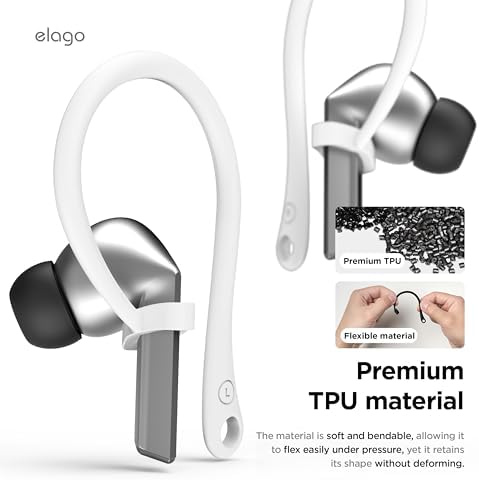 Ergonomic Anti-Slip Ear Hooks for Samsung Galaxy Buds 3 & 3 Pro – elago’s Premium Comfort Enhancements for Secure Audio Enjoyment (White)