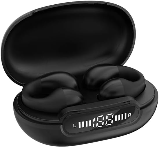 Revolutionize Your Listening with Waterproof Open Ear Clip Bluetooth Earbuds – 36-Hour Extended Playtime, Enhanced Noise-Cancelling Microphone for Clear Calls, Ideal for Music and Podcasts – Ergonomically Designed for Ultimate Comfort and Universal Device Compatibility