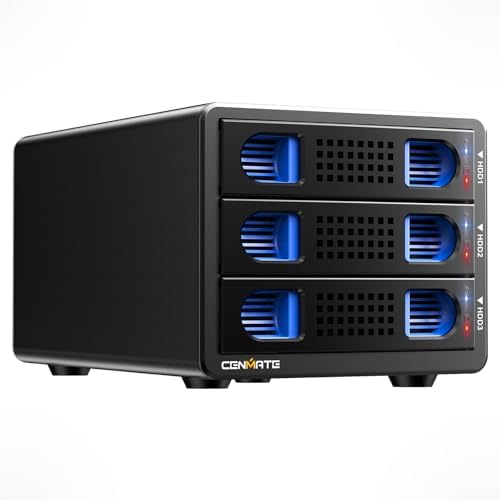 High-Performance Aluminum Dual Bay Hard Drive Enclosure – 10 Gbps USB 3.2 Gen 2 with Cooling Fan for 2.5”/3.5” SATA HDD/SSD, Hot Swappable & Daisy Chain Expansion, Tool-Free Setup for Seamless Data Management