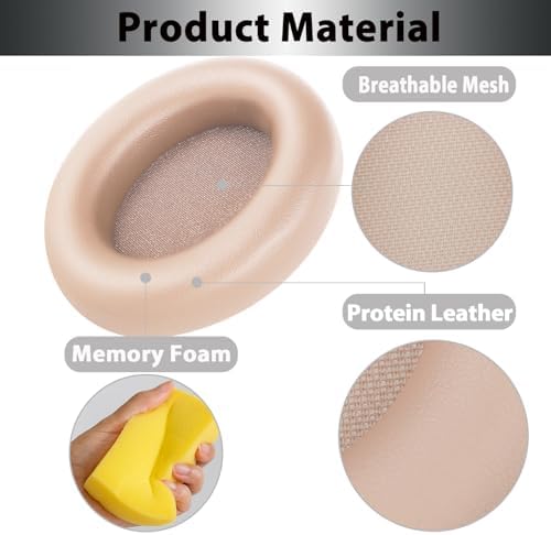 Elevate Your Beats Studio Pro Wireless Headphones with Premium Cooling Gel Replacement Earpads – Soft Protein Leather & Adaptive High-Density Memory Foam for Unmatched Comfort and Sound Isolation – Innovative Design in Sleek Black for Extended Wear Performance