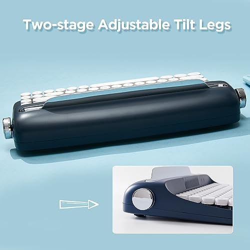 YUNZII ACTTO B303 Wireless Typewriter Keyboard – Adorable Sweet Mint Retro Design with Bluetooth Connectivity for Seamless Multi-Device Typing – Integrated Stand for Tablets, Phones, PCs – Perfect for Windows, Mac, Android Users – Elevate Your Workspace with Vintage Charm and Enhanced Typing Speed