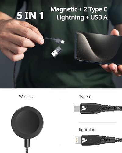 Effortless Charging Solutions: SUPERV 3-in-1 Multi Charging Cable – 4 ft USB C, Lightning & Micro USB Fast Charging Cord for i Phone 16/15 & Galaxy 24/23 – Durable, Tangle-Free Design with Universal Compatibility for All Devices – Maximize Portability & Simplify Your Power Needs