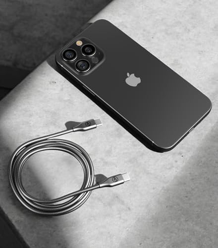 10 Ft Heavy-Duty Alloy-Braided USB-C Charger Cable for Fast Charging (60 W) – Premium Metal Construction for Samsung & i Phone Devices (Gunmetal) – Unmatched Durability and Flexibility for Everyday Use