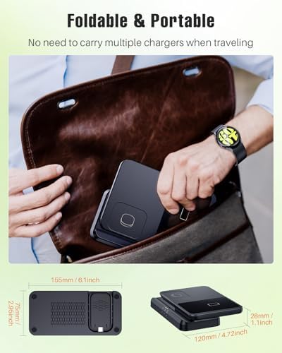 Elevate Your Charging Experience with the LK 3-in-1 Wireless Charger – Fast Charging Station for Samsung Galaxy Devices, Compatible with Galaxy Watch Ultra/7/6/5 Pro, S24 Ultra/S23/S22/S21, Z Fold/Flip 6/5/4/3, and Galaxy Buds (Black) – Compact Design with Enhanced Safety Features and LED Indicators for Seamless Power Management