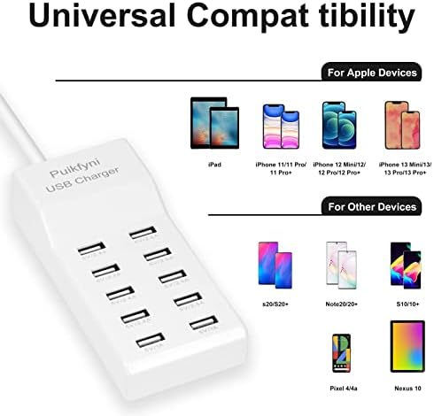 High-Speed 10-Port USB Charging Hub Duo: Ultimate Smart Charging Solution for Families and Tech Lovers – Multi-Device Power Station for Smartphones, Tablets, and Wearables with Compact Design for Home, Office, and Travel Needs