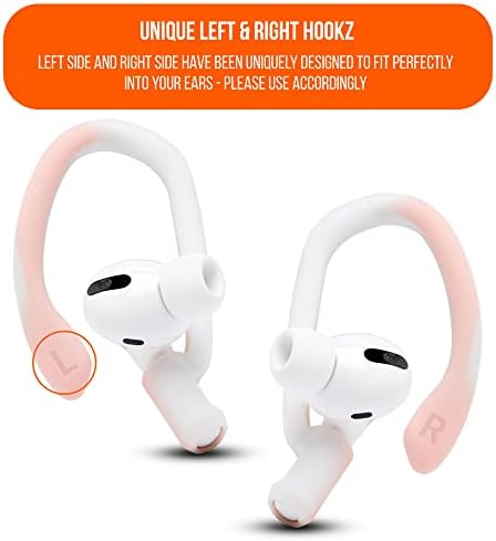 Patented WC Hook Z – Upgraded Over-Ear Hooks for Air Pods Pro 1, 2 & Air Pods 1, 2, 3 | Secure Fit Earbud Accessories with Unique Left & Right Design | Two Size Pairs Included | Winter White | Premium Quality by Wicked Cushions for Maximum Comfort and Stability