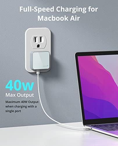 Nekmit 40 W Dual Port USB C Wall Charger – Fast Charging Adapter for i Phone 14/14 Pro/Pro Max, Galaxy, Mac Book Air & More – Slim, Portable Design with Enhanced Compatibility and Safety Features for Home, Office, and Travel